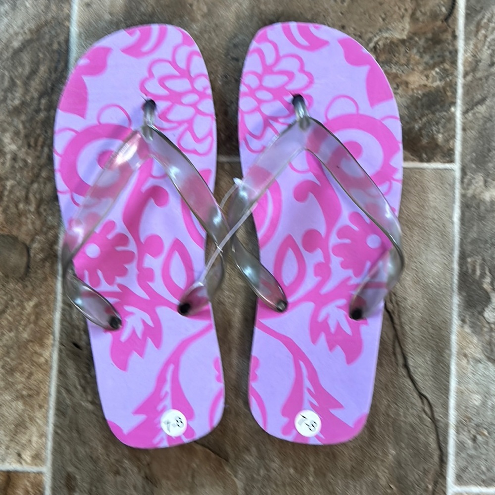 NWT Purple, and pink flip-flops